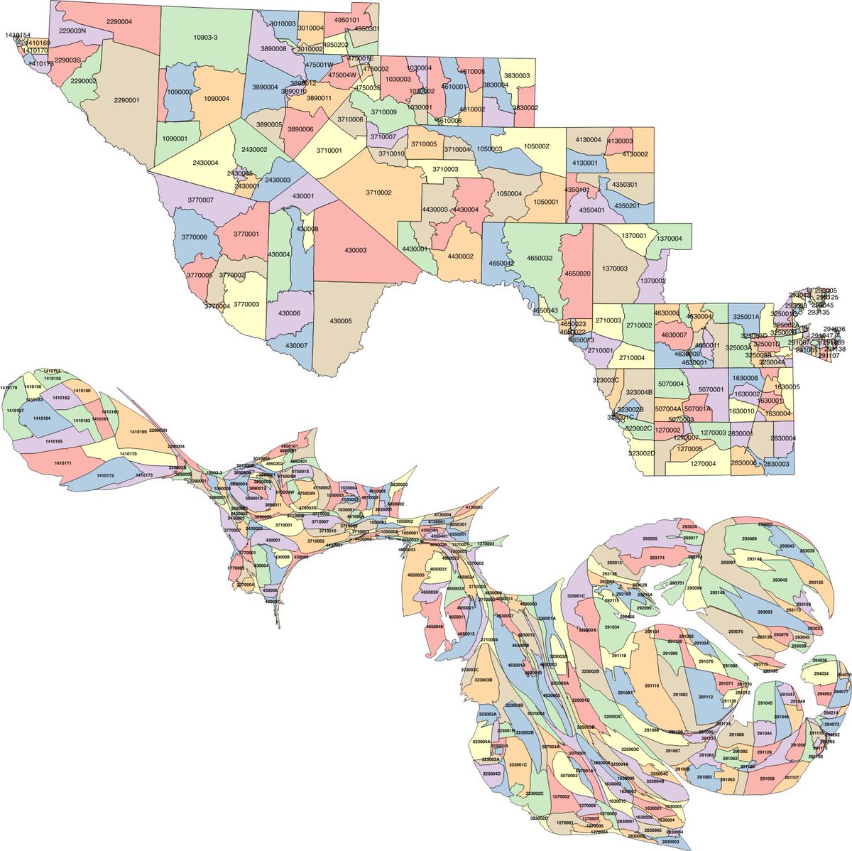 danpayne's tweet photo. Made a map &amp; cartogram of voters in TX-23 to help @swingleft focus efforts 4 retaking the House in 2018. San Antonio &amp; El Paso ‘burbs it is! https://t.co/txERgRZdUn