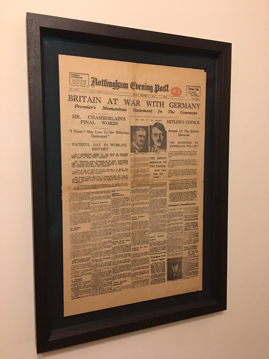 TAOSShadow's tweet image. On the wall and looking great, thanks so much Alan! @CF_Framing @Nottingham_Post #ww2 #newspaper