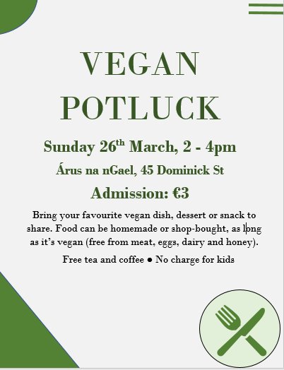 Rebeccabunga's tweet photo. @GalwayHour hey #galwayhour I'm kind of a #newbie! Want to get the word out about the #vegan craic in #Galway and our monthly potlucks! :) https://t.co/nFmiVlfdgC