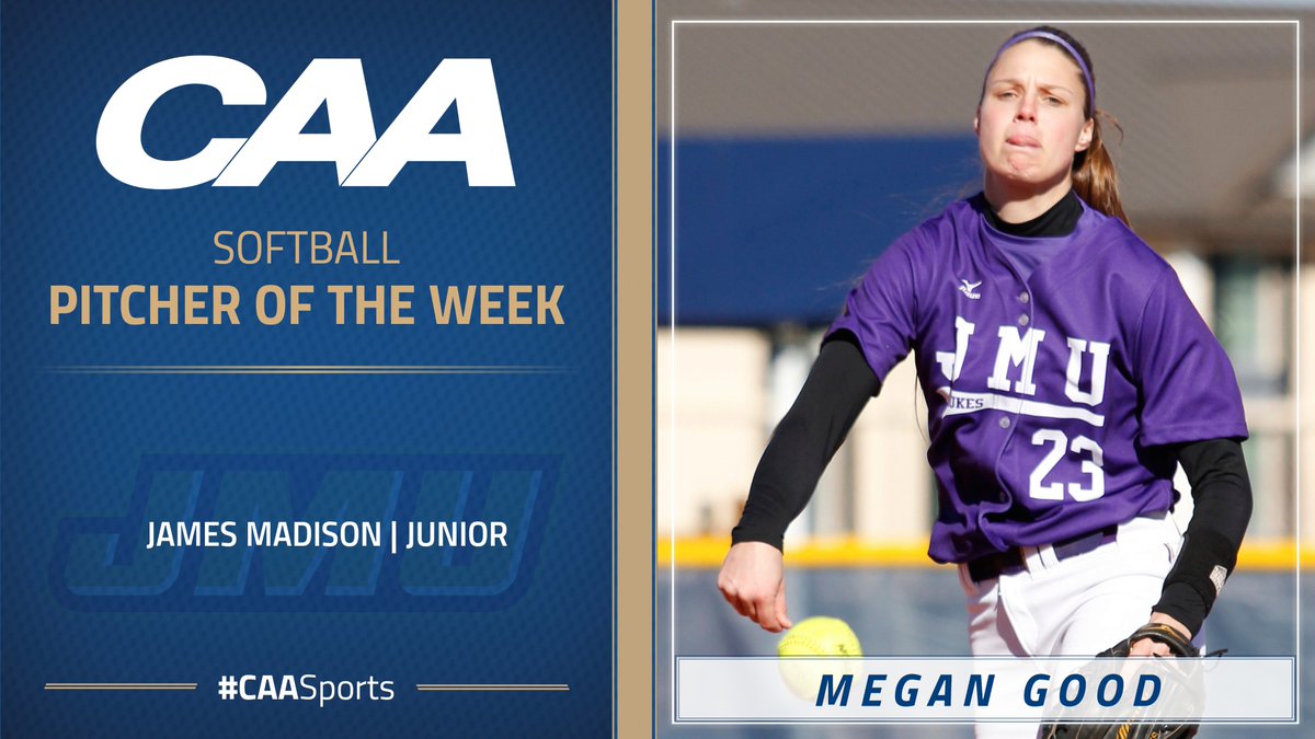 CAASports's tweet photo. 35 strikeouts, 3-0 record, 0.70 ERA.

Back-to-back Pitcher of the Week 🏆's for Megan Good. 

More >> https://t.co/WZAWqaCTEF https://t.co/VRWFQn9Kp9