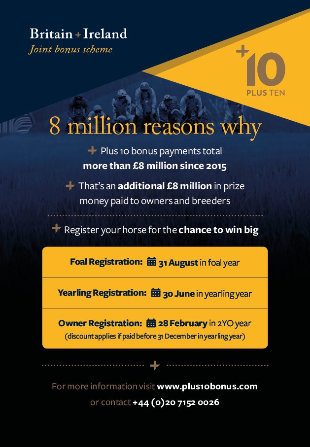 BHAHorseracing's tweet image. There are now just seven days left for owners to finalise registration &amp;amp; qualify 2015 born horses for the #Plus10 #BonusScheme (1/2)