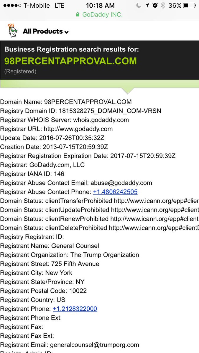 elviador's tweet photo. Apparently #TrumpFraud.org, #TrumpScam.com, #TrumpMustGo.com, https://t.co/LN3kRRFIeq (#duh!), etc. belong to #trumporg. No #WHOISprivacy https://t.co/3WFV3z8oVy