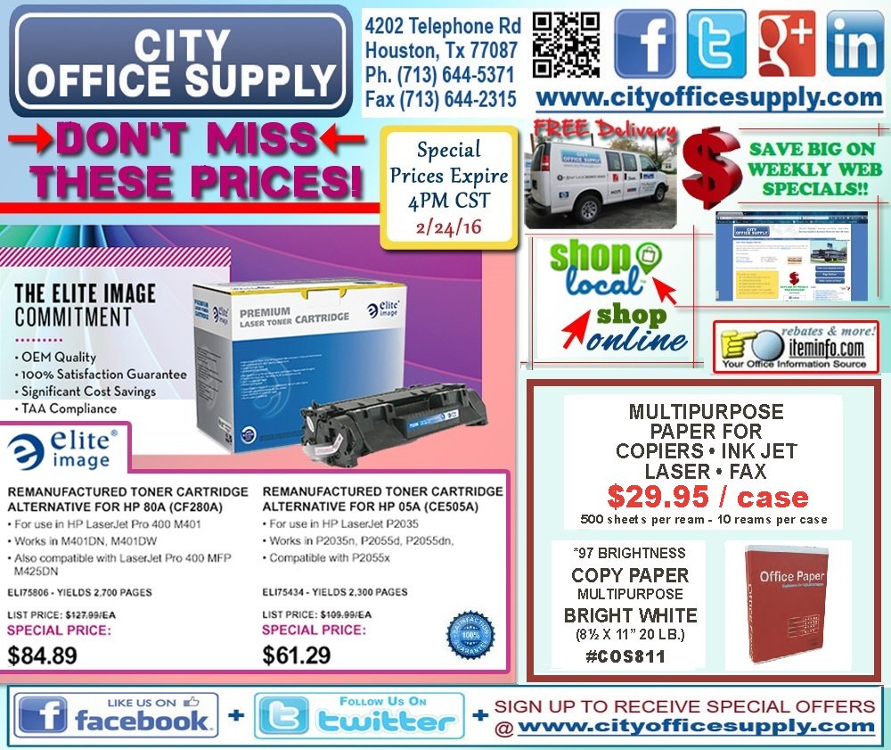 cityos's tweet photo. #Two4Tuesday! #WeeklyWEBSpecial on #EliteImage Reman. #Toner Cartridges & #COS811 Multi-Purpose #Paper #SALE @ https://t.co/zb4z5RaOwd https://t.co/CZPwubpKiX