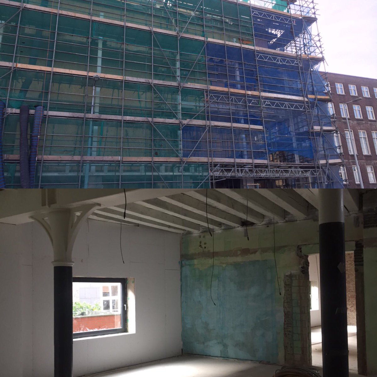 Verbouwing 'TheWarehouse' in Amsterdam gaat in volle vaart door zowel binnen als buiten. @TerbergTotaalIn <a href="/BureauList/">Bureau List</a> <a href="/FacadisNL/">FaçadisGeveltechniek</a>