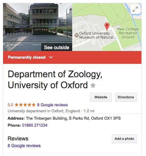 m_ordv's tweet photo. Just realized it's #googleofficial: #TinberGone but @OxZooDept and @OxExpPsy will carry on! #science #onwards https://t.co/wotYxAteCD