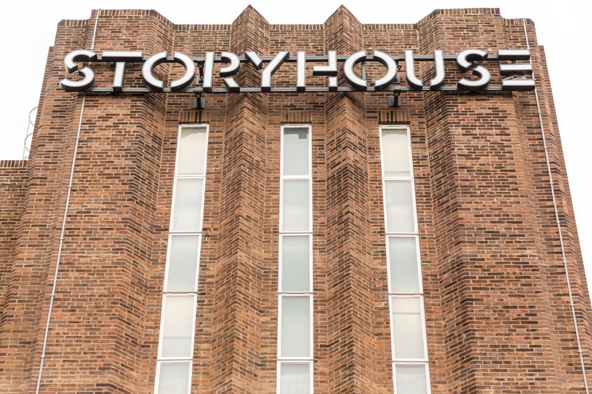 Amazing to see &amp; capture a moment in <a href="/StoryhouseLive/">Storyhouse</a> history, the signage going up outside! storyhouse.com flickr.com/photos/markcar…