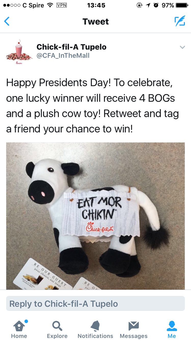 ChickfilA Tupelo (CFA_InTheMall) / Twitter