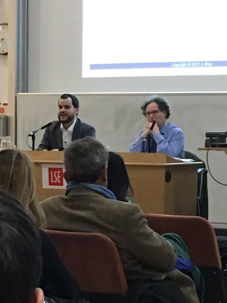LSEManagement's tweet photo. Prof Ghez and Prof Estin in discussion before taking questions from the audience #TechGiantsTakeControl https://t.co/b34y239E11