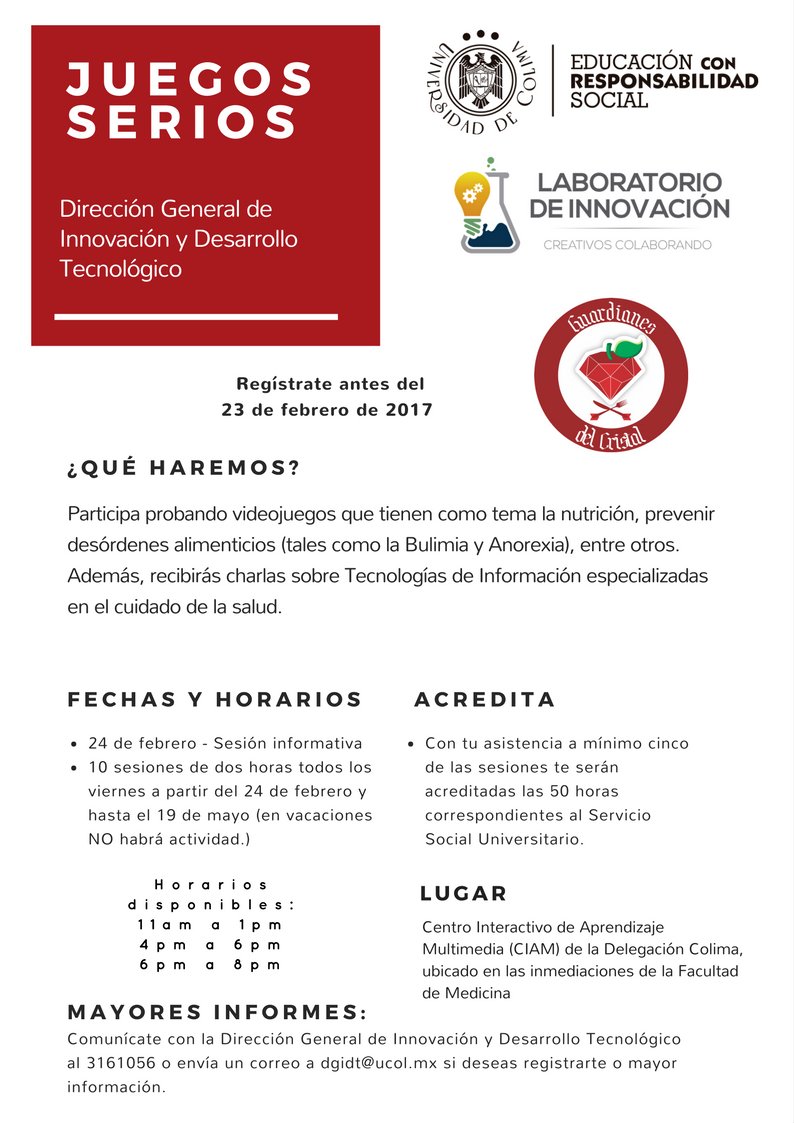 Dirigido a estudiantes de bachillerato de la Universidad de Colima. Regístrate enviando un correo a dgidt@ucol.mx