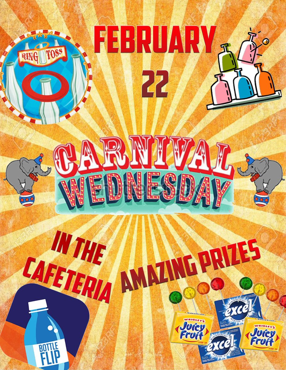 it’s Wacky Wednesday! join us in the cafeteria on Feb 22! You’ll be doing bottle flips, ring toss, and shooting cups down to win prizes!