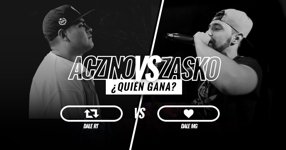 urbanroosters's tweet image. ⚡️Este Viernes se viene batallón estelar!!!⚡️
@aczino VS @00zask00 ¿¿Quién gana??
RT gana ACZINO 🇲🇽
LIKE gana ZASKO 🇪🇸