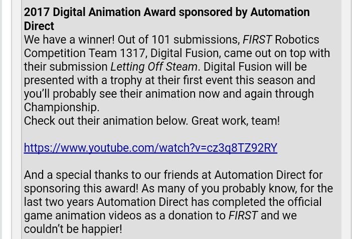 FRC1317's tweet photo. Wow. What a great way to end stop build day! Thank you! @FIRSTweets @AutomationDirec 
https://t.co/y3JbtXPi4o https://t.co/k0KPC6BX6Q