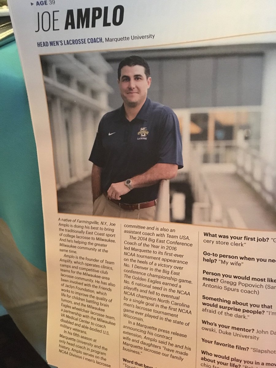 .<a href="/MUcoachAmplo/">MUcoachAmplo</a> is recognized on Tuesday night as a recipient of '40 under 40' recognition by the <a href="/MKEBizJournal/">Milwaukee Business Journal</a>. #40U40MBJ