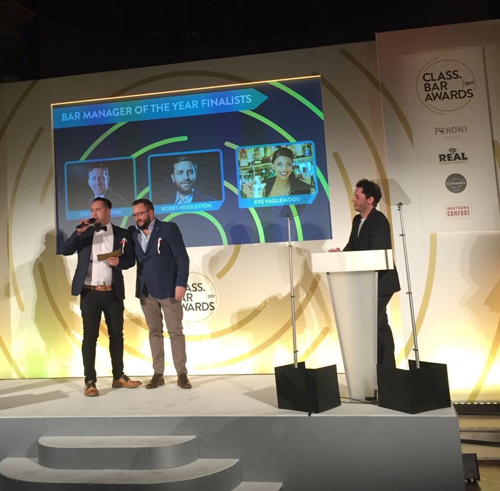 LuxardoCocktail's tweet photo. @Matteolux @MisterGFranklin announce Bobby Hiddleston @Callooh_callay as Bar Manager of the Year! #CLASSbarawards https://t.co/UkP0eC8Jxk