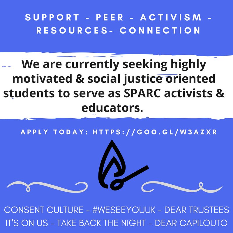 We are now accepting applications to be a UK SPARC activist for the Fall 2017 - Spring 2018 year! goo.gl/w3AZxR