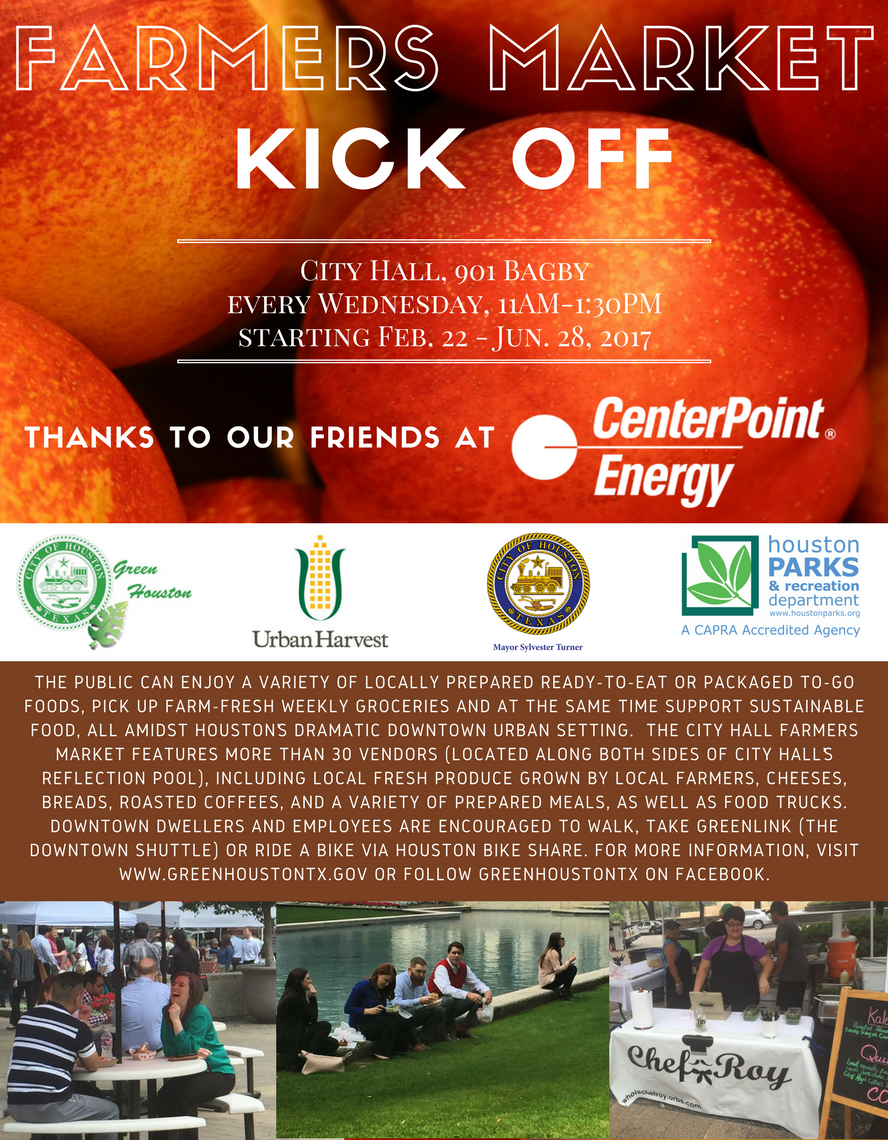 GreenHoustonTx's tweet photo. CITY HALL FARMERS MARKET RETURNS TOMORROW!!! https://t.co/JPs7PFVsHF