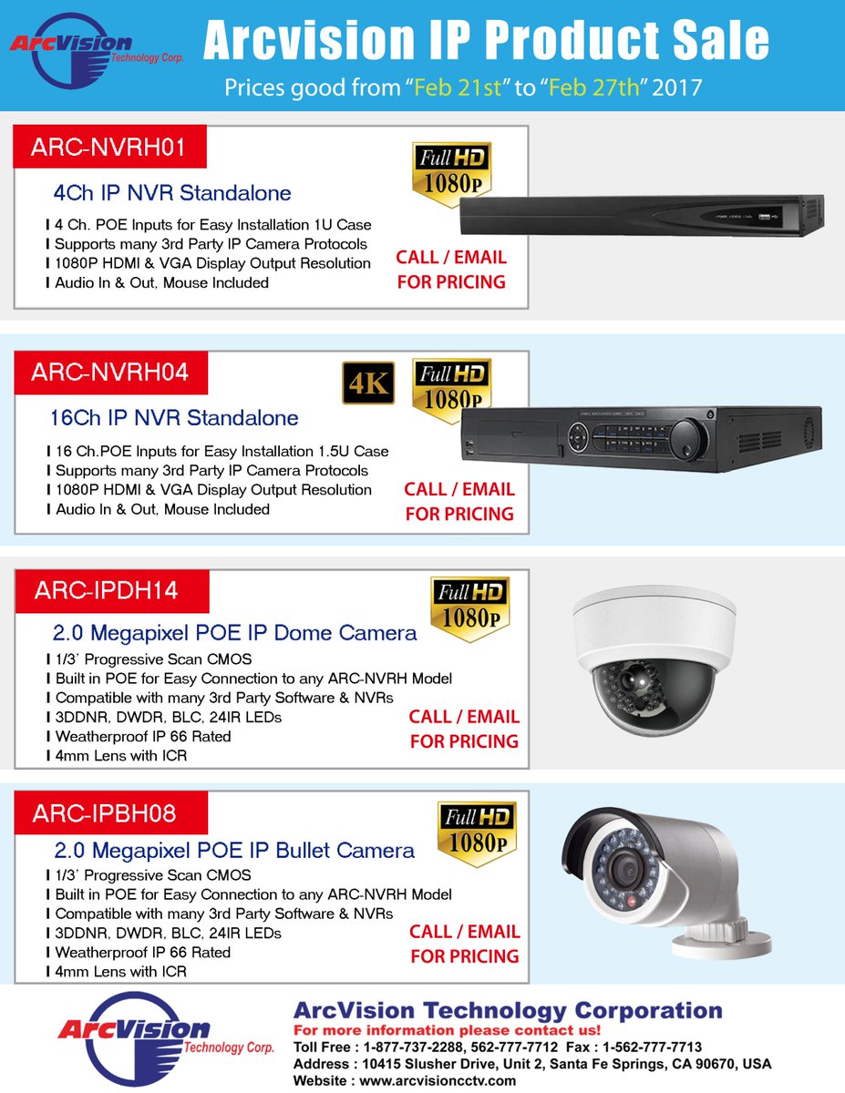 ArcVision_Tech's tweet photo. BIG IP SALE HAPPENING NOW! Call us for pricing and product specifications at (562) 777-7712. #CCTV #surveillance #securitysytems #security https://t.co/OUTcQ8ooTe