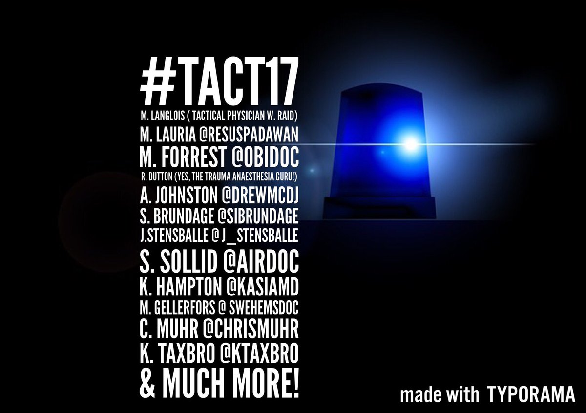 Want a free ticket to this conference? Awesome faculty &amp; more coming! #TacT17 Prehospital trauma w. a tactical twist. RT to win!!
