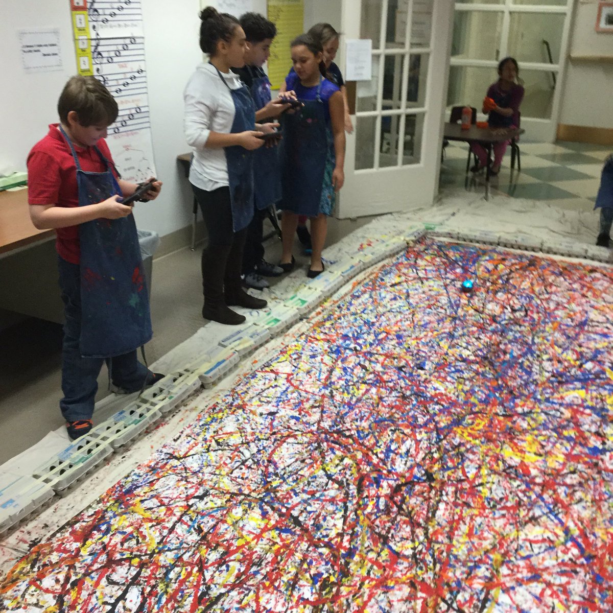 Fredericks_Crew's tweet photo. @HardingCedars Our Jackson Pollock inspired masterpiece is complete!  Thanks @SpheroEdu @SpheroEdu @LebTechDirect https://t.co/SSbL78a9eV