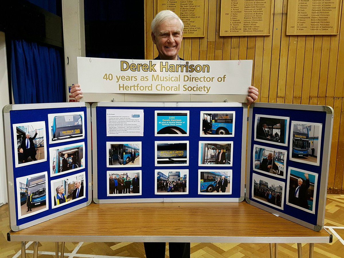 HertfordChoral's tweet photo. Thanks to #årriva and @bobfmuk for great #localheroes initiative #DerekHarrison celebrated for 40 years as our Musical Director. Ding Ding! https://t.co/5JbeHnIrlK