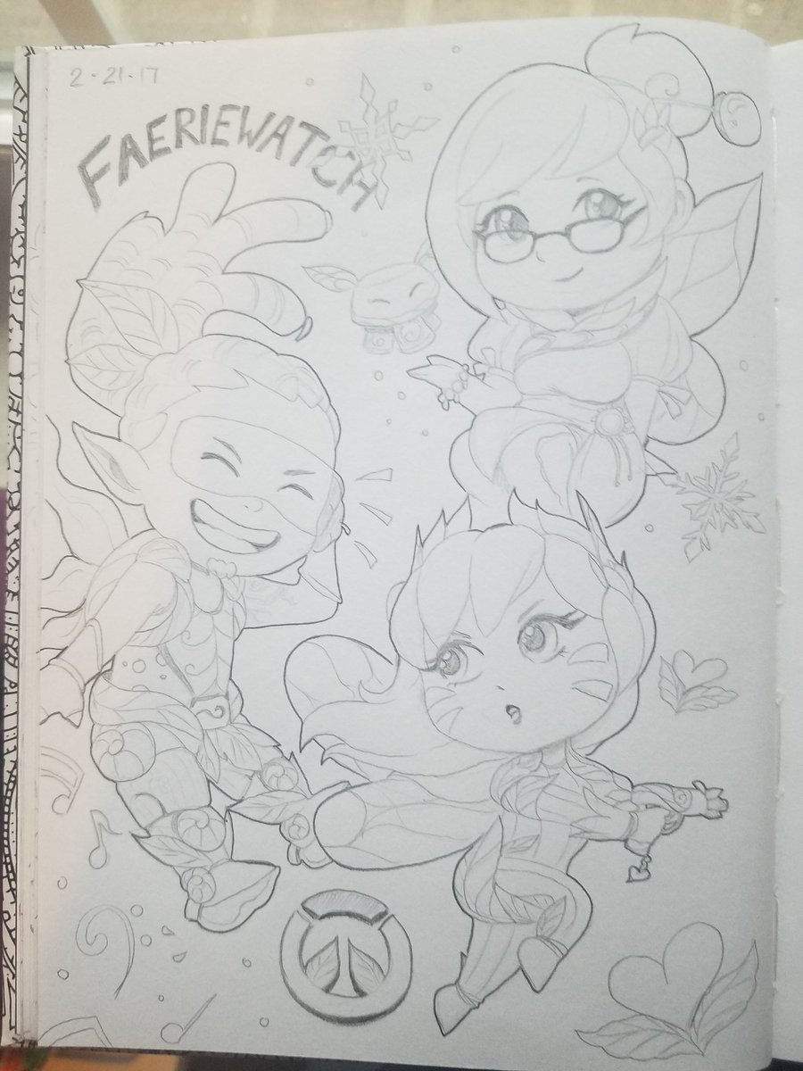 Faebelina's tweet image. Day 21 of #FillAPageFebruary #FAPuary ! Just wanted to draw some chibis today of a few of my Faeriewatch designs :)