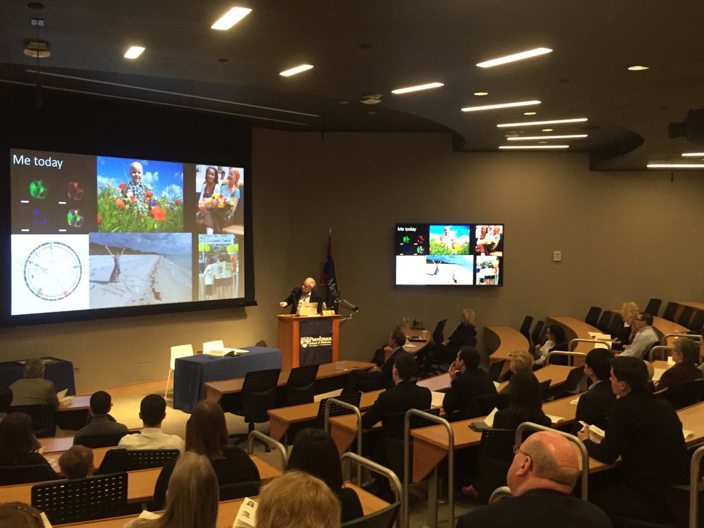 John Maris, M'89, delivers the Alpha Omega Alpha Lecture during the induction ceremony this afternoon.