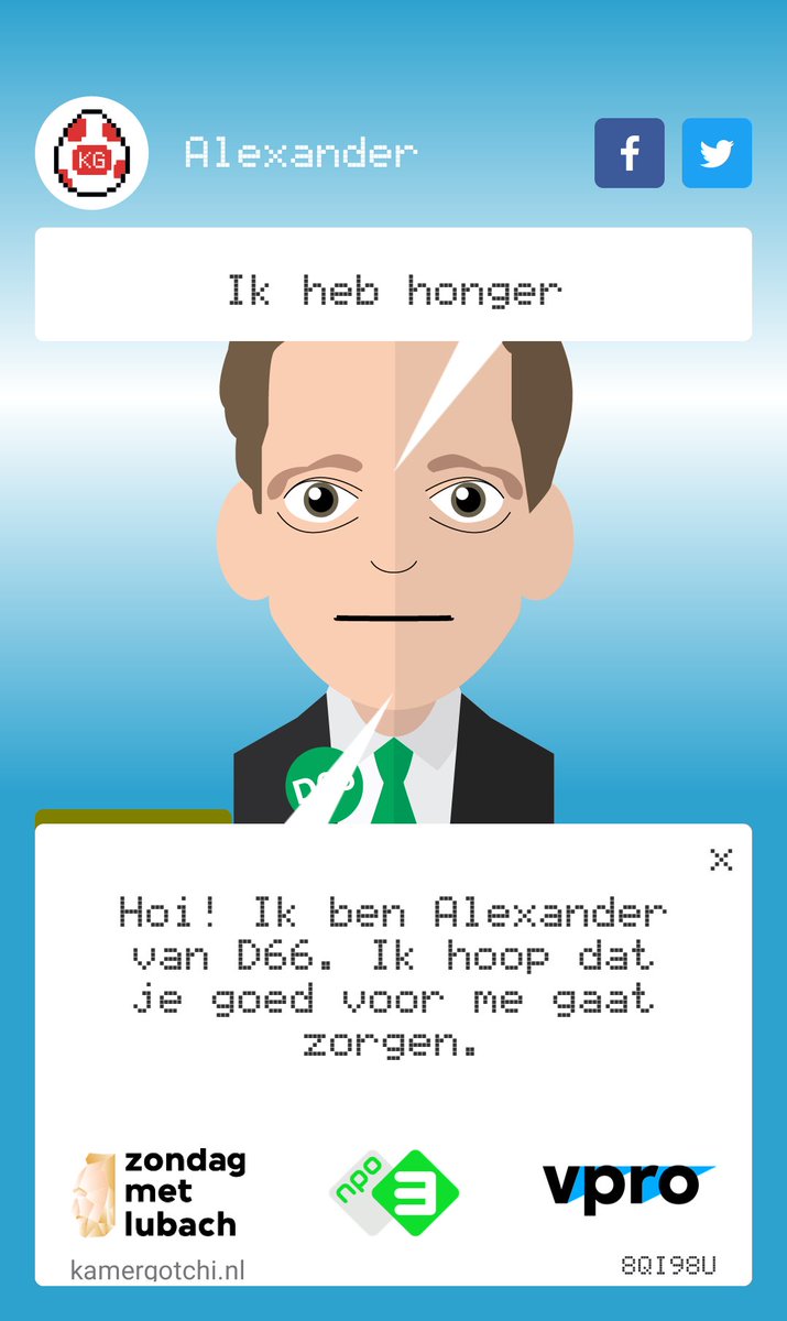 daantje71's tweet photo. Ik speel Kamergotchi en ik moet voor Alexander zorgen. #zml kamergotchi.nl https://t.co/13n4rcxn9n