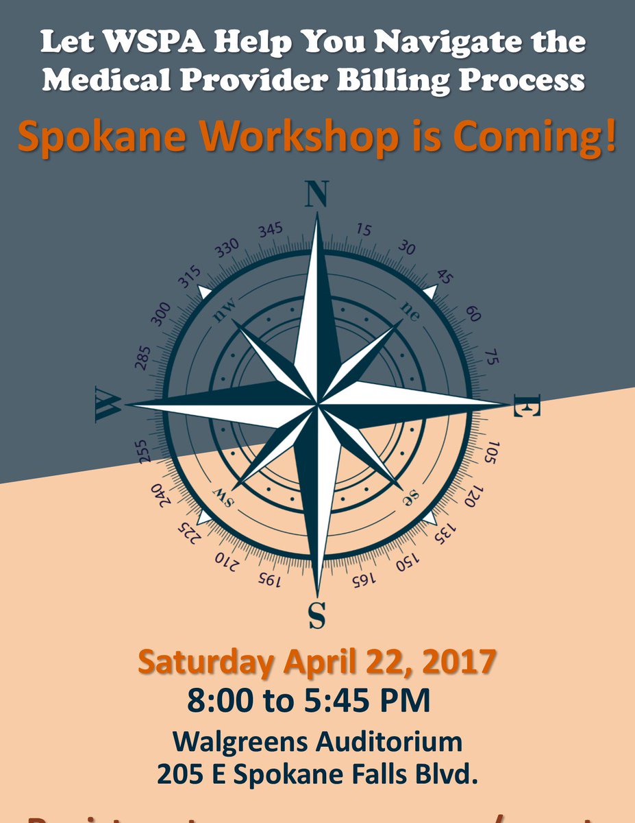 WSPARX's tweet photo. Want to learn more about medical billing and get ready for provider status changes? We have a workshop coming to Spokane, WA on 4/22. https://t.co/tMK3BldIBu