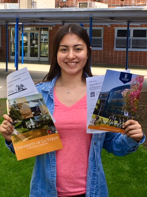 G1D_PicoRivera's tweet photo. It's 2 thumbs up for Samantha (so far!) @csuf AND @ULaVerne both said yes! #HigherEd #CollegeReady #G1DProud https://t.co/Fo1fSKi8Fb
