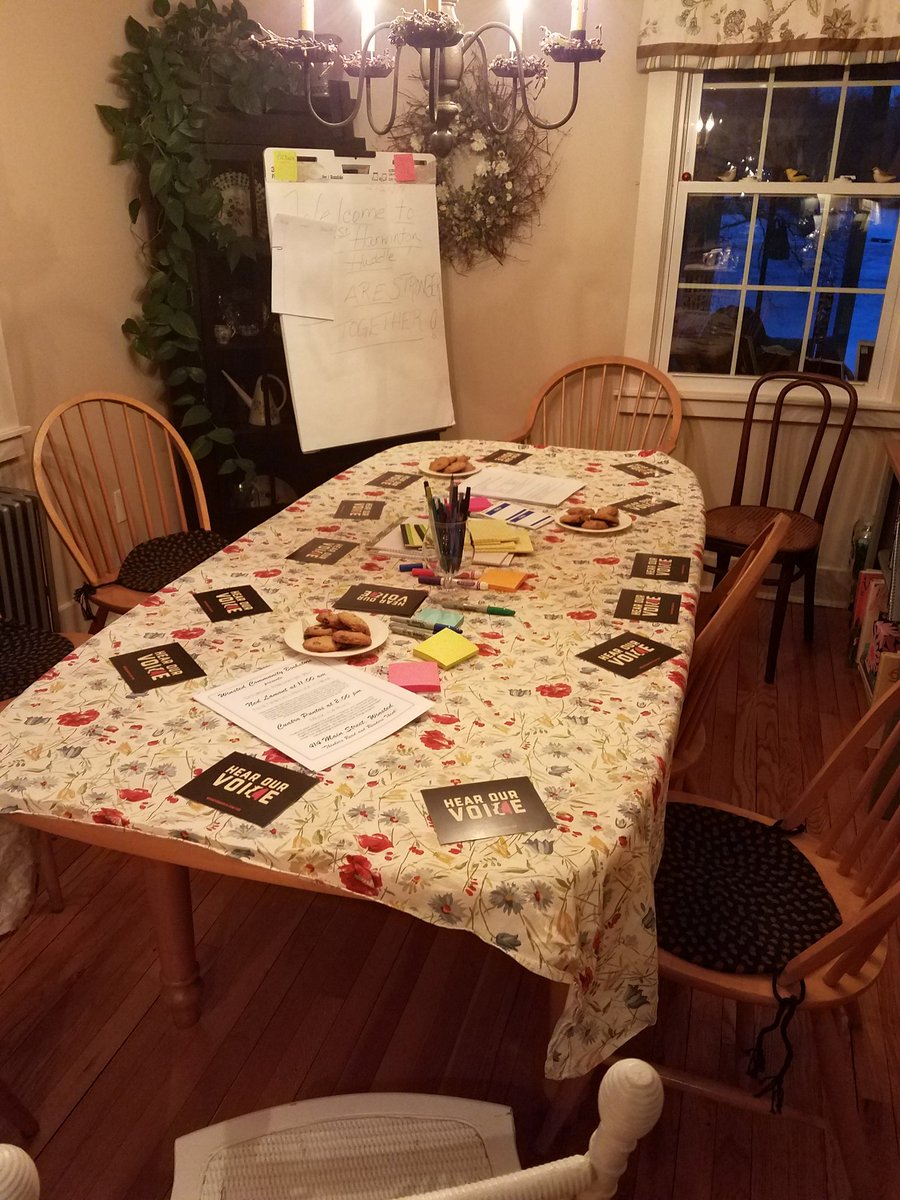 Harwintondems's tweet photo. Getting ready for a Huddle! #womensmarch #Harwinton #Ctdem https://t.co/6JQPrdEEci