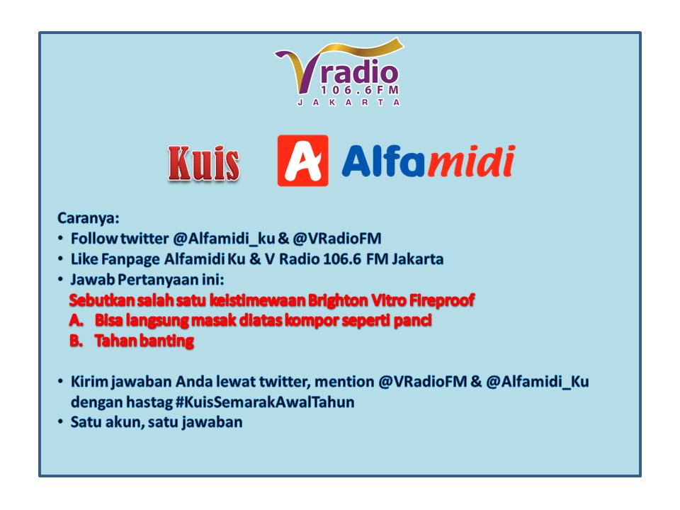 vradiofm's tweet photo. Mau hadiah eksklusif dari @alfamidi_ku ? yuk ikut #KuisSemarakAwalTahun |ditunggu sampai 24 Feb jam 07.30 WIB https://t.co/OxXf9ymtyG