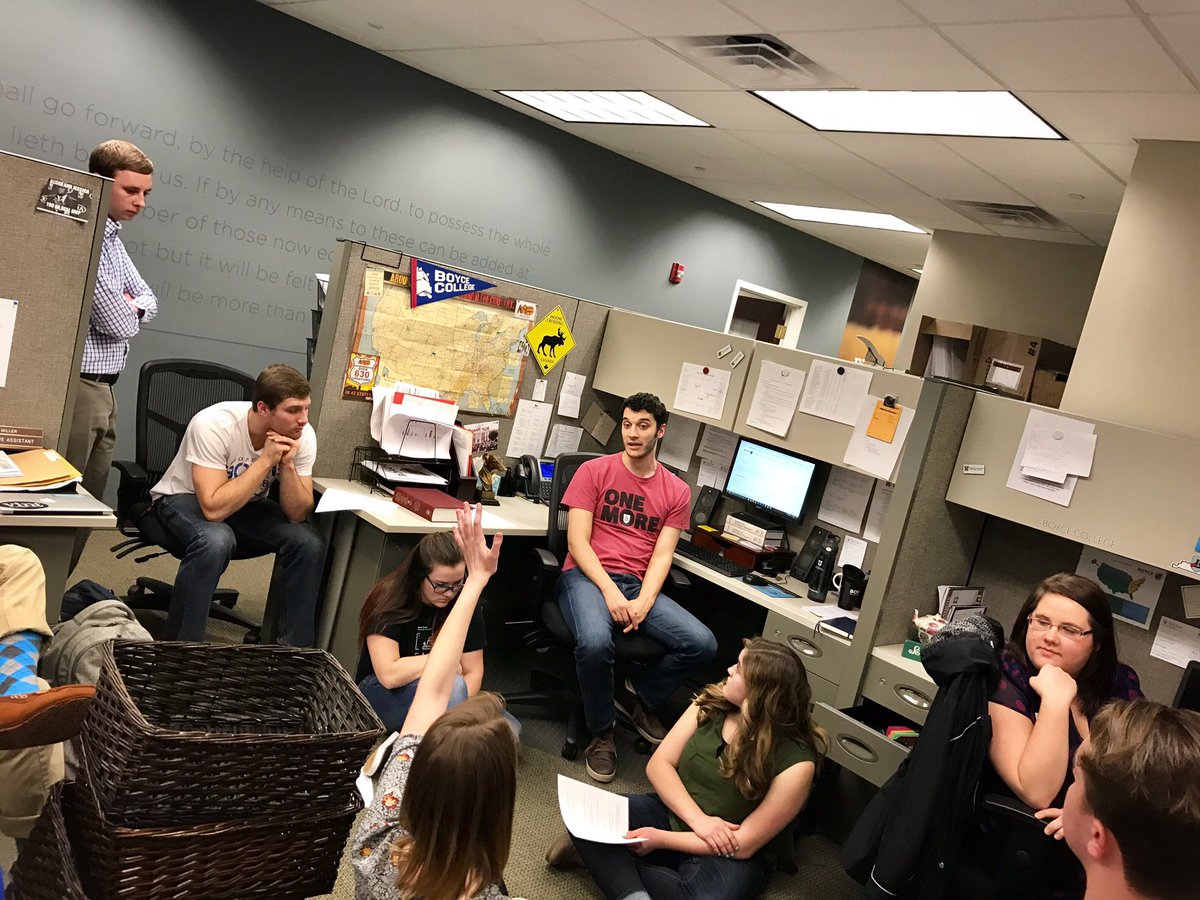 BoyceCollege's tweet photo. Shoutout to our Boyce Student Ambassadors as they prep for another call night. Thankful for their service! #OneMore https://t.co/5khTPb6s9x