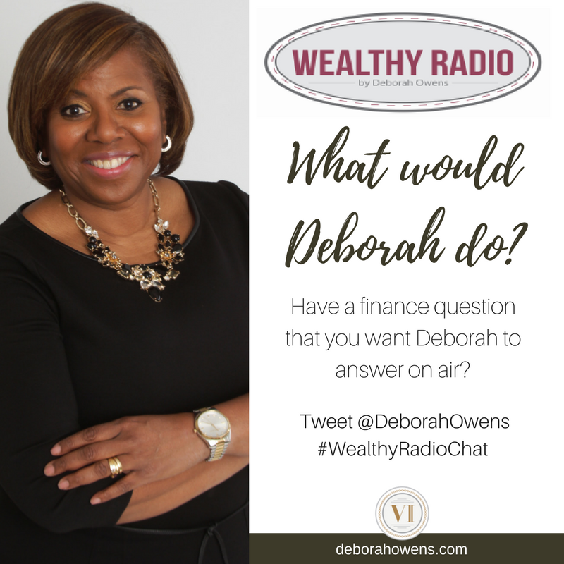 deborahowens's tweet photo. On tonight's #WealthyRadioChat, ask me any financial question you like! I will answer live on air.  Listen at https://t.co/mg3rmPLCp6. https://t.co/XlNhfxvMyM