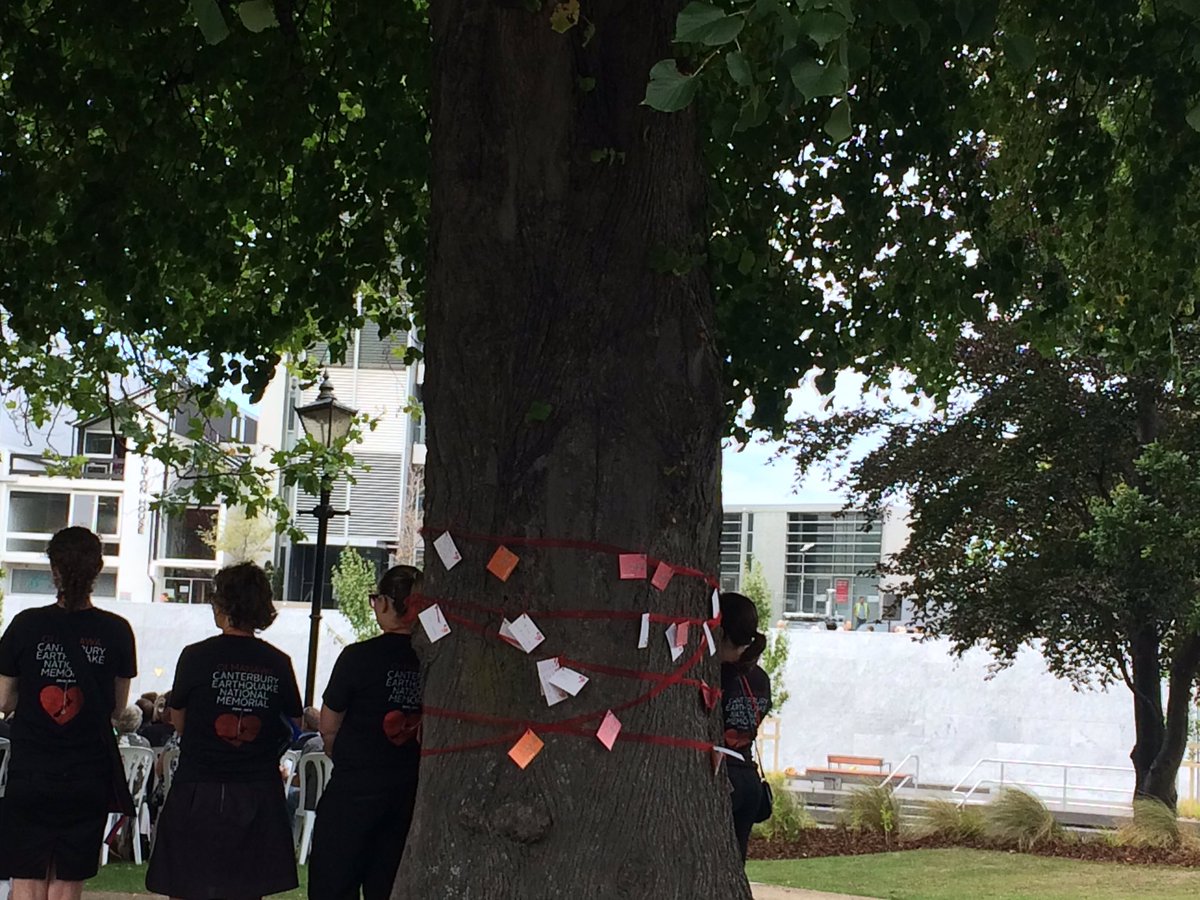 Special messages hang from a tree at Oi Manawa Canterbury Earthquake National Memorial. #placetoremember