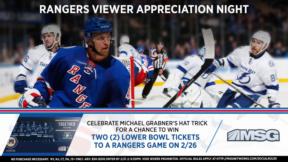 MSG Networks (@msgnetworks) on Twitter photo RT if you celebrated <a href="/grabs40/">grabs40 🇦🇹🇺🇸</a>'s third career hat trick! 🎩🐰 Watch the <a href="/NYRangers/">New York Rangers</a> on MSG to see if you've won! #NYRonMSG RT if you celebrated <a href="/grabs40/">grabs40 🇦🇹🇺🇸</a>'s third career hat trick! 🎩🐰 Watch the <a href="/NYRangers/">New York Rangers</a> on MSG to see if you've won! #NYRonMSG
