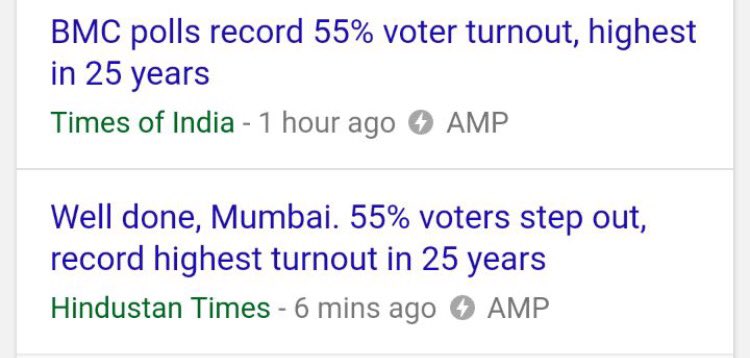 Thank you Mumbai :) 55% turnout highest in 25 years 

#GetInkedMumbai