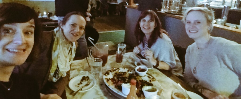 resourceswriter's tweet photo. Power-nachos at The Foundation last night with @GeoLibs @MonaForster &amp; Jill T. The patriarchy were shakin' in their boots! #womeninmining https://t.co/RtRAw60hkT