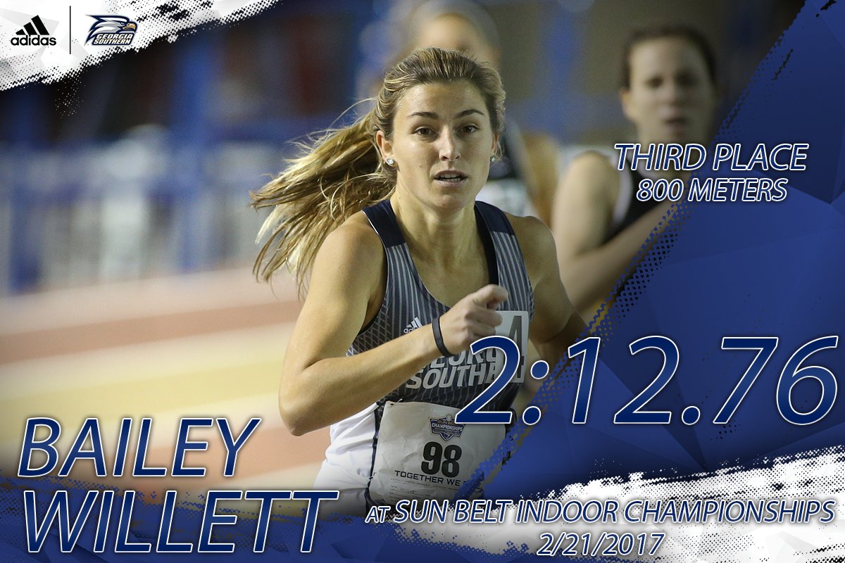 GSAthletics_TF's tweet photo. Congratulations to Bailey Willett on placing 3rd in the 800 meters at the Sun Belt Indoor Championships this afternoon! https://t.co/CrN246Bn4I
