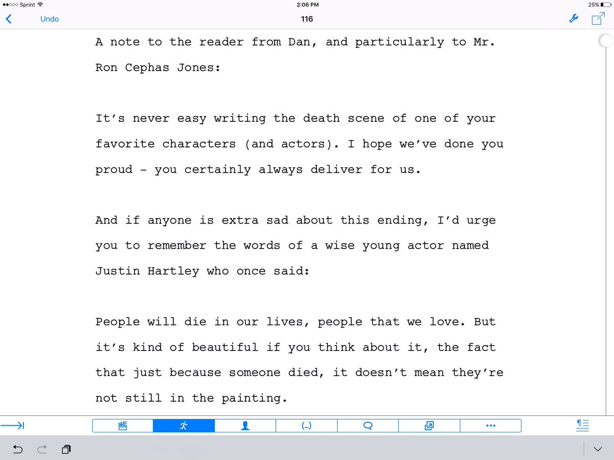 Dan_Fogelman's tweet photo. #ThisIsUs SPOILER ALERT!  

Here's the note I wrote for cast and crew at end of script for tonight's episode. Here it is for our great fans. https://t.co/HLUxhxrRJq