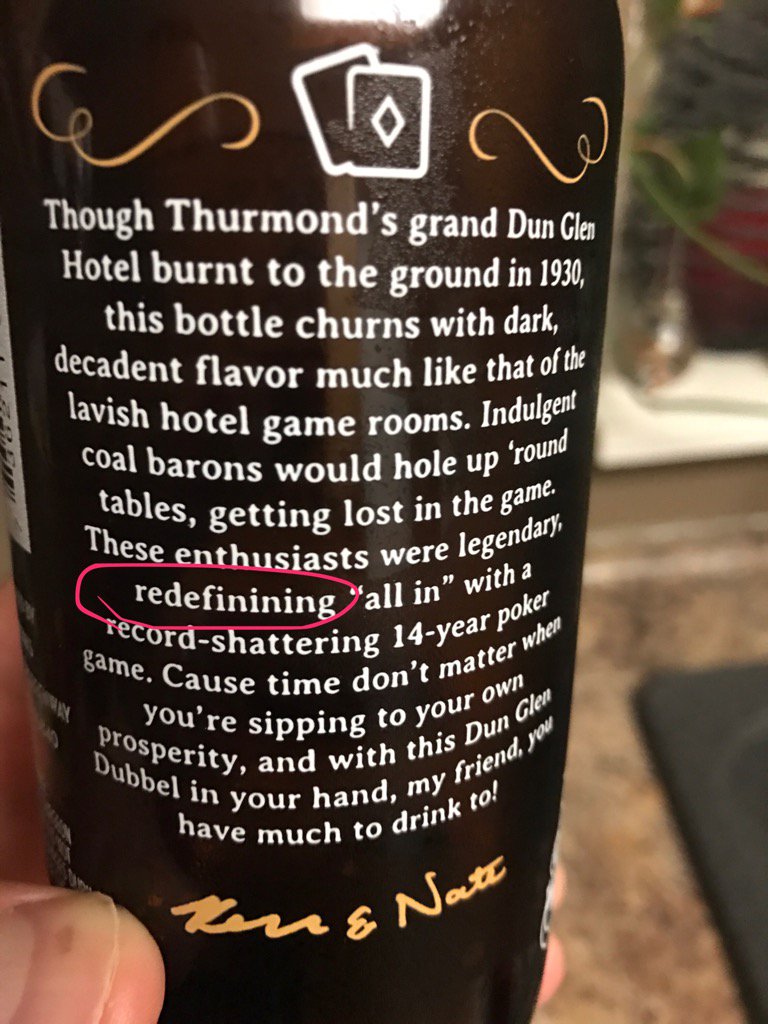 wvcraftbeer's tweet photo. Learned a new word while reading history of 'Dun Glen Hotel' which burned down in 1930. #redefinining #grammarpolice https://t.co/WP3g6l0VGs