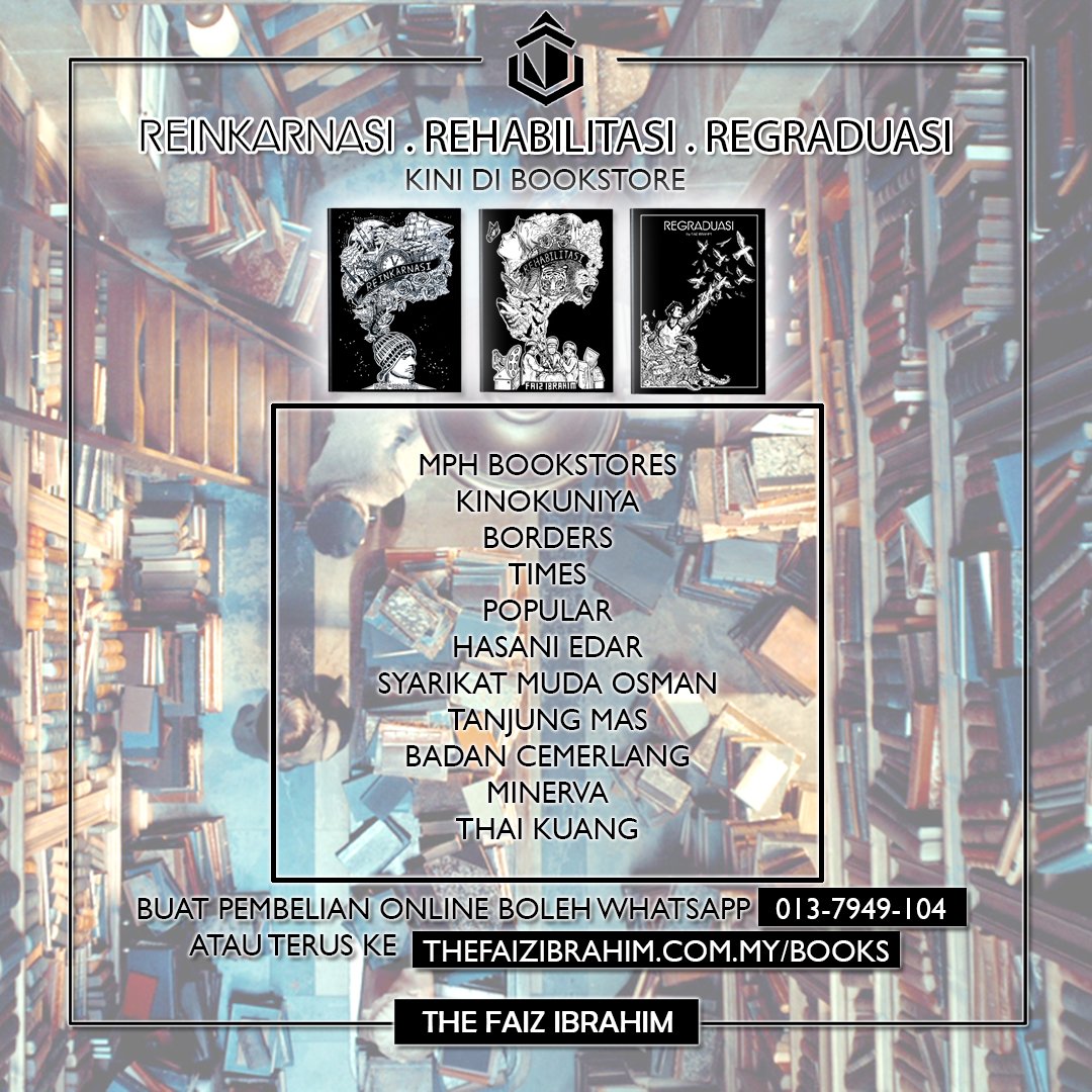 thefaizibrahim's tweet photo. Alhamdulillah, #Reinkarnasi, #Rehabilitasi, #Regraduasi sudah ada di bookstore berhampiran.

Untuk online, boleh ke https://t.co/YJFOB0mcXZ https://t.co/S3y21FlvLZ