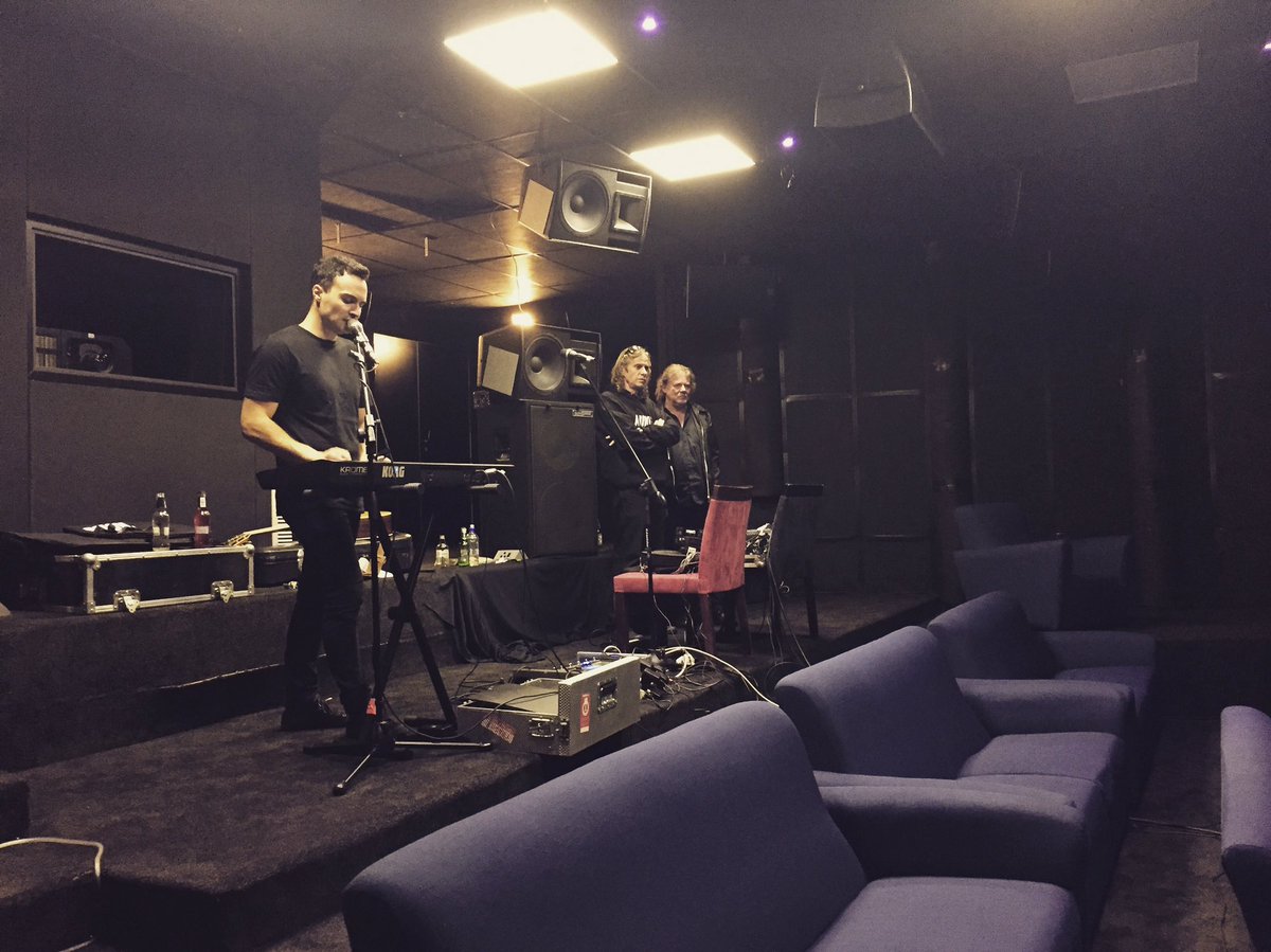 Rehearsal last night in a movie cinema! Big thanks to <a href="/Audiosure/">Audiosure</a> for hooking us up with this cool space to jam in! #Rehearsals
