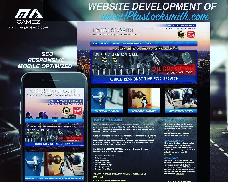 mainteractive1's tweet image. Website design for 1pluslocksmith.com - #WebsiteDesign #webDesignDallas #DallaswebDesign with SEO and responsive design, check it out!
