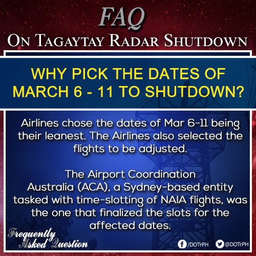 DOTrPH's tweet photo. Why shut down radar on March 6 - 11? Who picked the dates? #DOTr https://t.co/bryIQCetzH