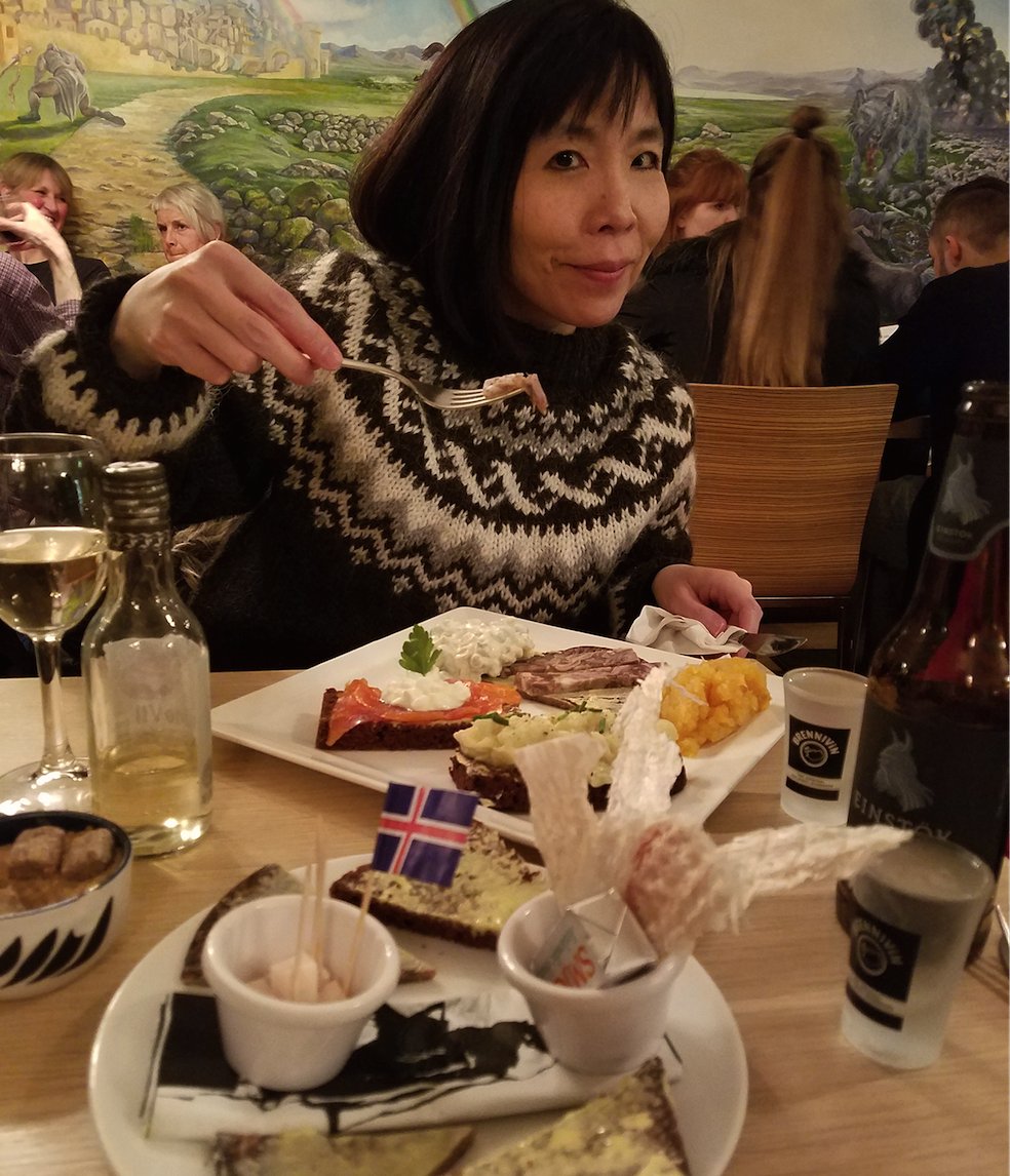 BetsyKim's tweet photo. When in #Iceland...(do as the Icelanders!) #CuteSweaters + #KaffiLoki #CafeLoki #FermentedShark #SheepsheadJelly #RyeBreadIceCream #Yum https://t.co/GSDKF4Xby5