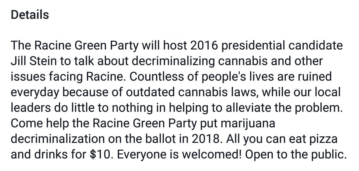 RacineGP's tweet photo. March 19th Jill Stein will be coming to racine. Please join us as we will discuss many issues  to resolve in racine as a community https://t.co/tUc3dPObup