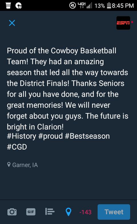 ClarionEspn's tweet photo. Great Season Cowboys! 
#Proudofyouall https://t.co/z8T8IRDyiB