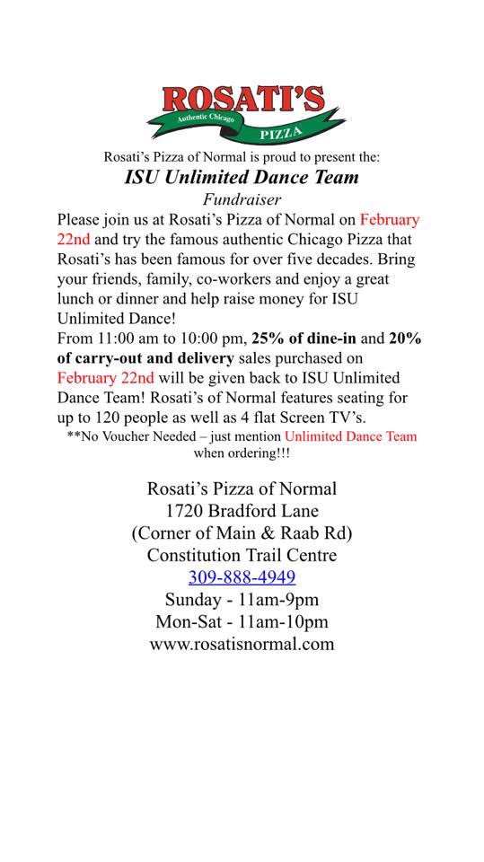 Come out and support UDT at our fundraiser tomorrow! All you have to do is mention Unlimited Dance Team