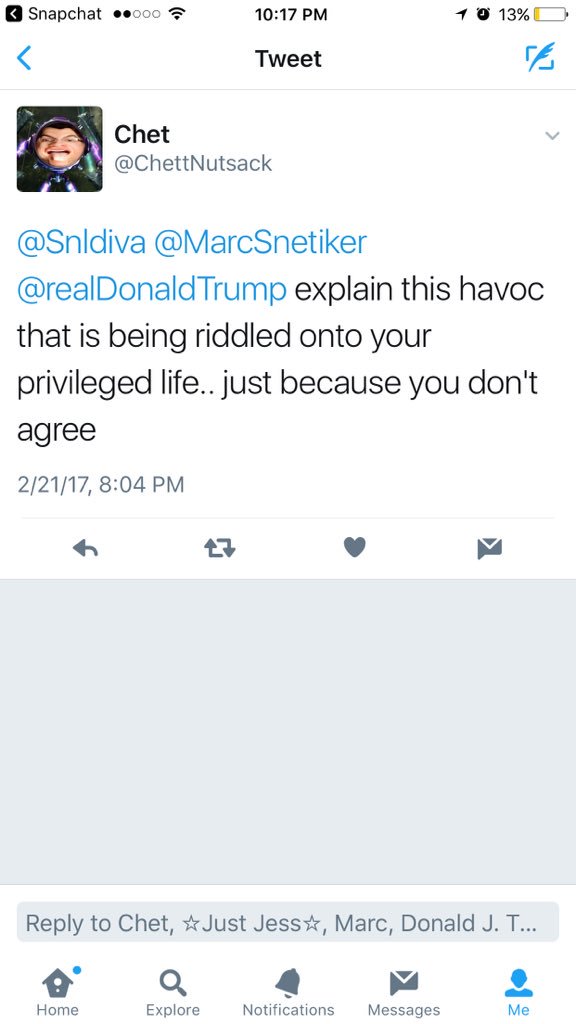 ChettNutsack's tweet photo. @Snldiva @MarcSnetiker @realDonaldTrump please pay attention https://t.co/MNv443apQL