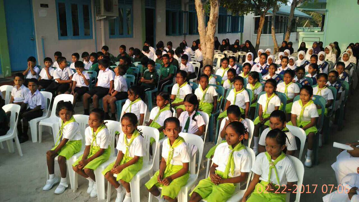 MoEdumv's tweet photo. World Thinking Day special assembly held at Filladhoo School. @aishathshiham https://t.co/a8qtVGXw9T